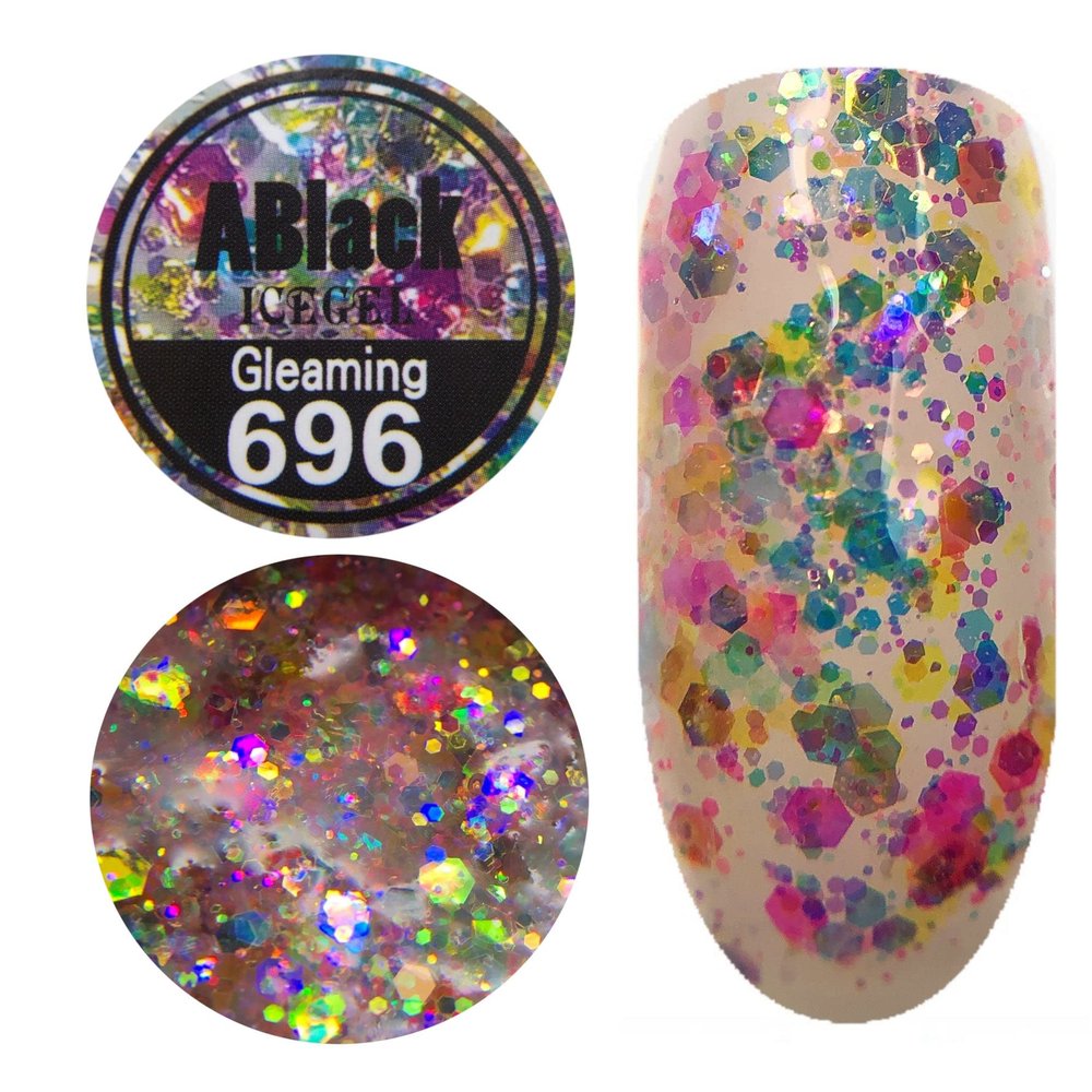 Nashlynails ICEGEL Ablack Gleaming Gel Polish (696 Glitter)