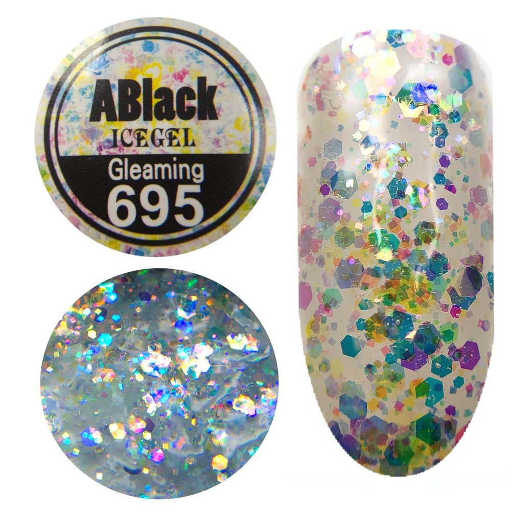 Nashlynails ICEGEL Ablack Gleaming Gel Polish (695 Glitter)