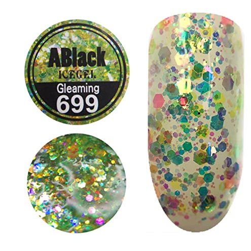 NashlyNails ICEGEL Ablack Gleaming Gel Polish (699 Glitter)