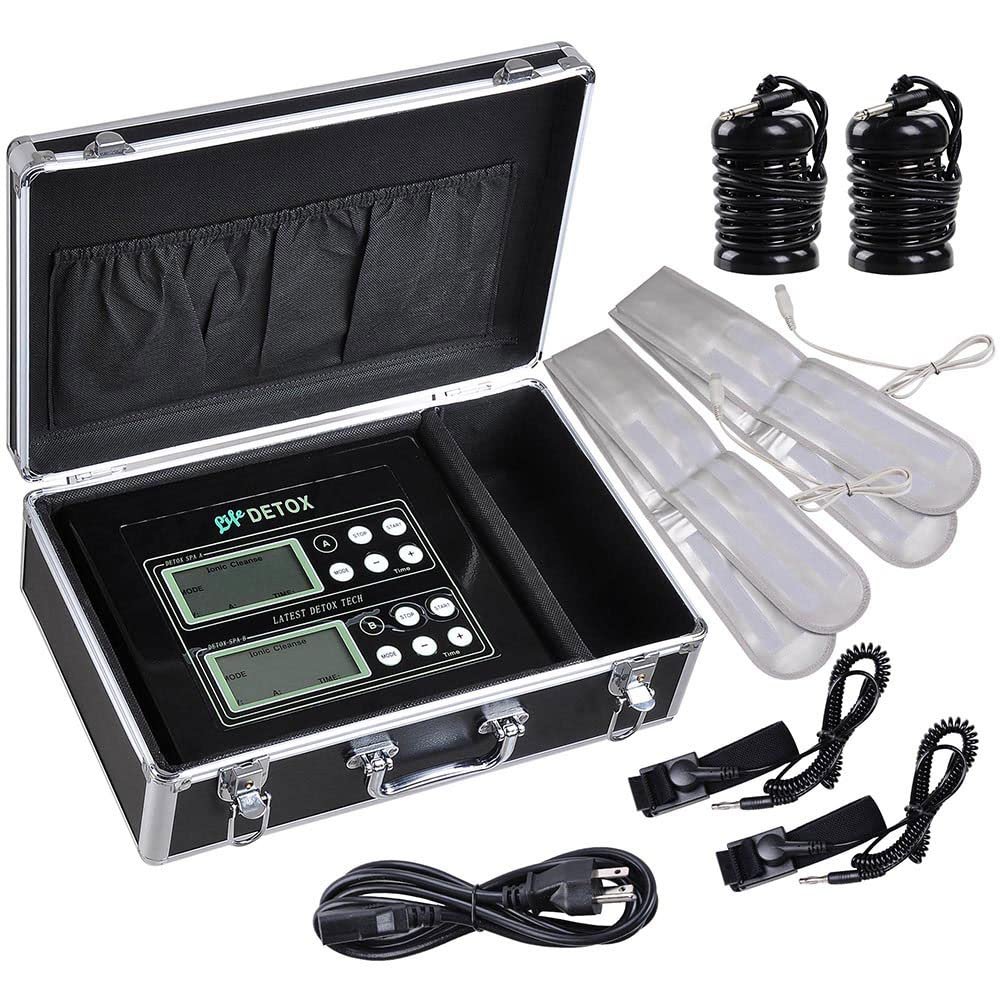 Ionic Detox Foot Bath Machine, Dual User Foot Bath Spa Cleanse System for 2 Users with 2 Stainless Steel Arrays, Wristbands, Waist Belts, Regain Health & Vitality
