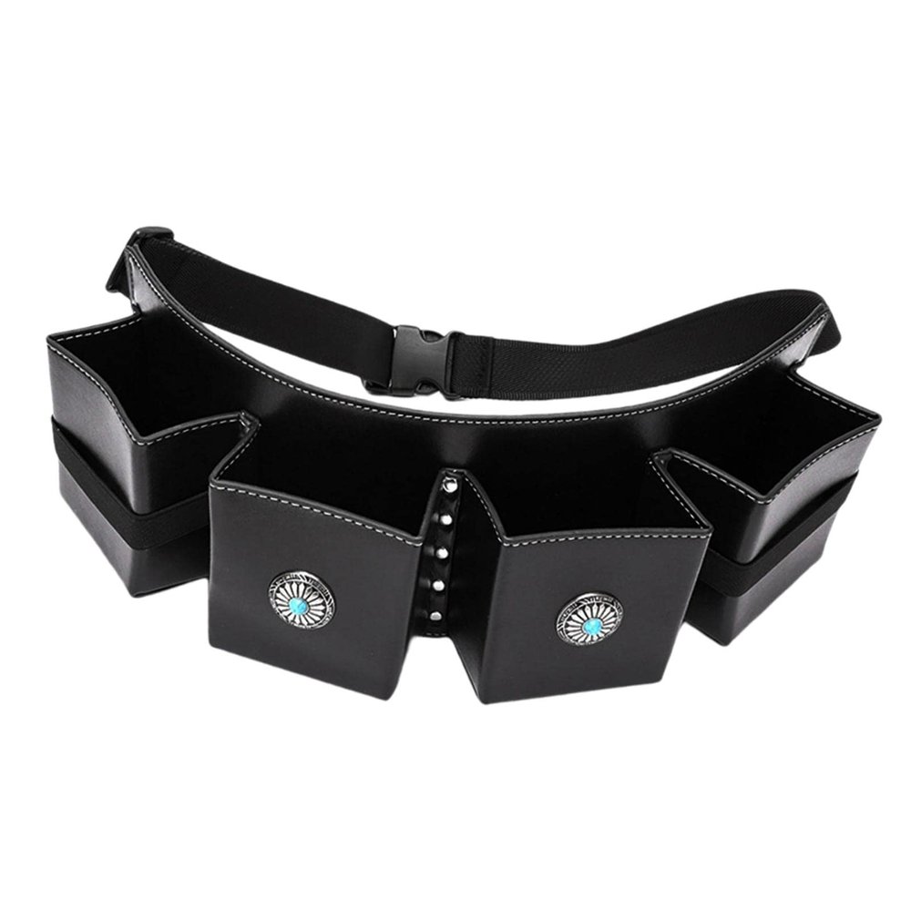 Backbayia Hairdressing Scissor Pouch PU Leather Barber Bag Vintage Waist Bag for Hair Dresser Salon Barber (Black)