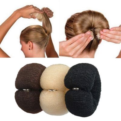 Huaai Women Hair Donut Bun Maker Ring Style Bun Chignon Medium Doughnut Shaper for Short and Thin Hair Roll Tool DIY Hair Ring (Black, 4x22cm)