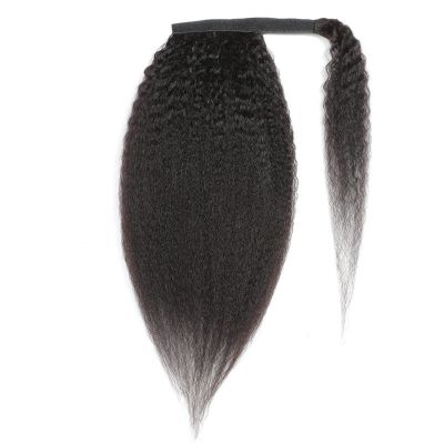 Luovce Ponytail Extension 100% Human Hair Kinky Straight Wrap Around Ponytail Hair Extension 22 inches Natural Colour