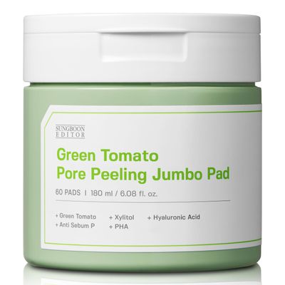 SUNGBOON EDITOR Green Tomato Pore Peeling Pads, PHA Toner Pads, 60 Sheets