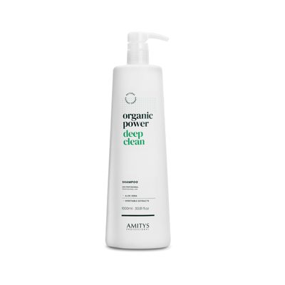 Amitys Organic Power Deep Clean Shampoo 1L, Aloe Vera, Vegetable Extracts Clarifying, Anti Residue Cleansing