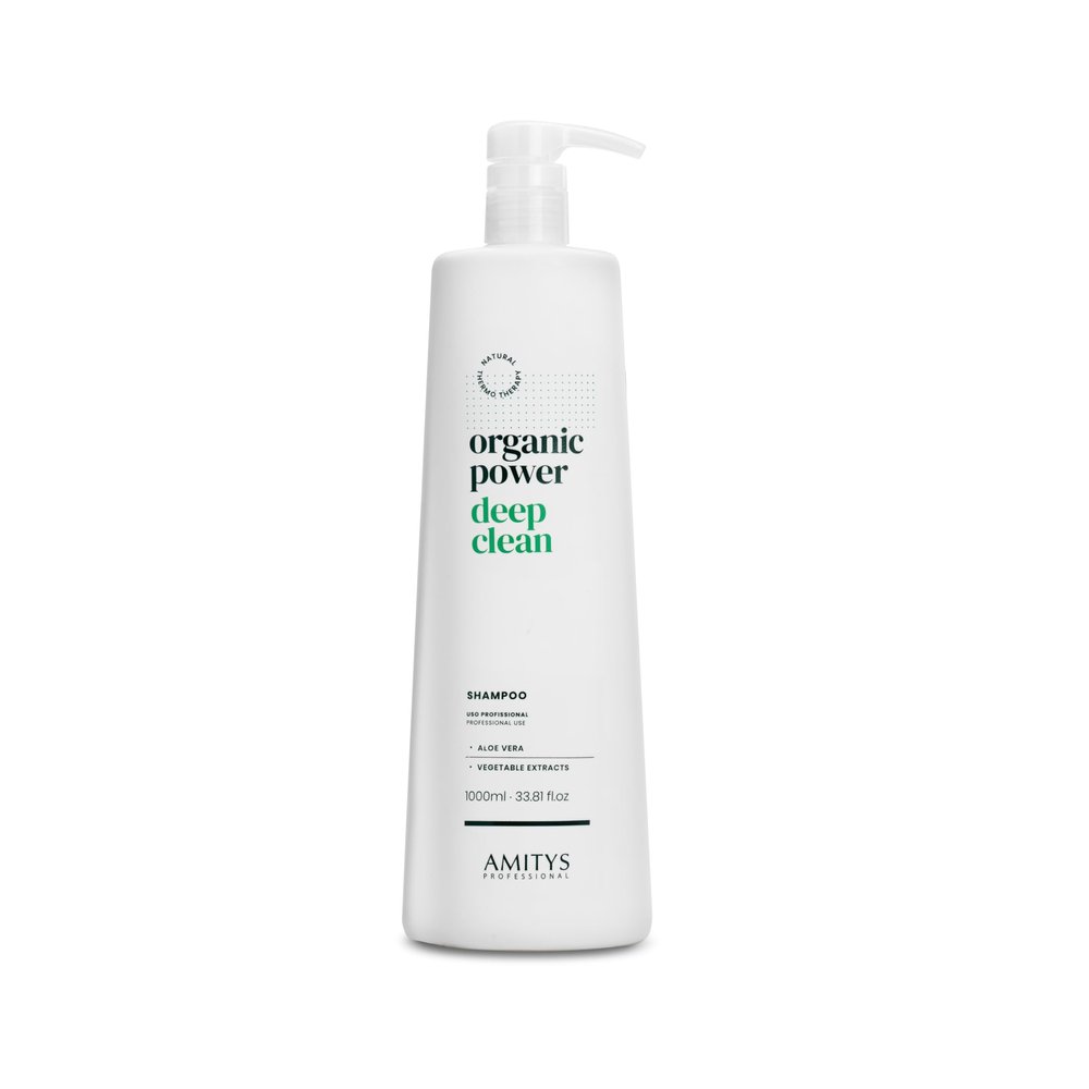 Amitys Organic Power Deep Clean Shampoo 1L, Aloe Vera, Vegetable Extracts Clarifying, Anti Residue Cleansing