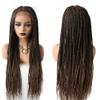 13"X6.5" Hand Tied Swiss Lace Front Cornrow Box Braided Women Wigs with Baby Hair Lightweight Synthetic 34" Long Straight Hair Glueless Wig (LL603836C, #1B/27T Black Mix Blonde Ombre Color) view 2