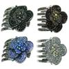 Set of 4 JCGY Hair Slide Crystal Sparkled Metal Hair Clamp 5A86104-1-4jetSapAmeCrys view 1