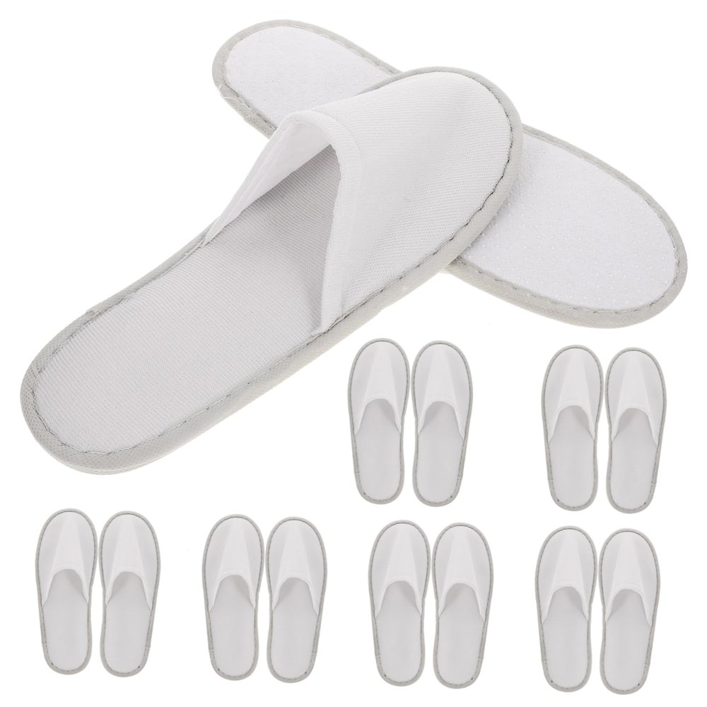 Cabilock 10pairs Non-slip Disposable Hotel Slippers for Guests Soft Blend for Travel Home and Hospitality Use and Full Coverage Design