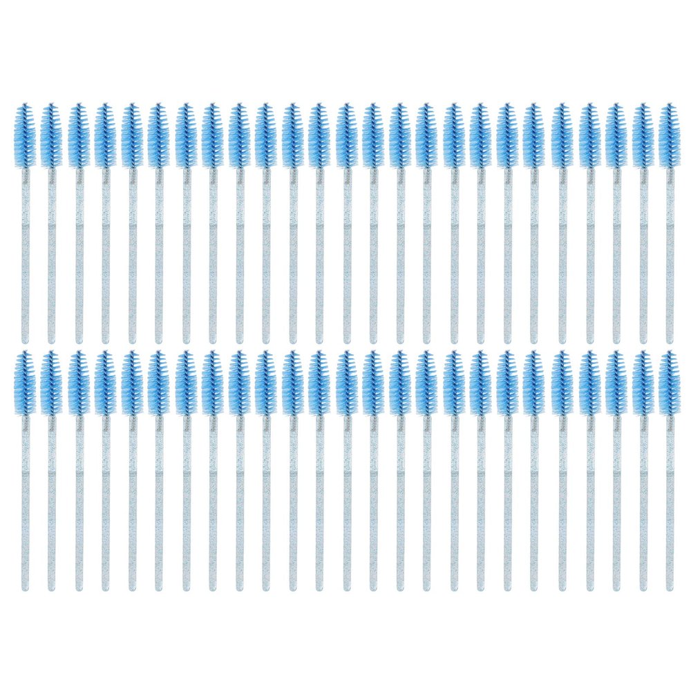 50Pcs/Pack Disposable Eyelash Mascara Brushes Wands Bendable Superfine Fiber for Eyelash Extensions Makeup Supplies (Blue)