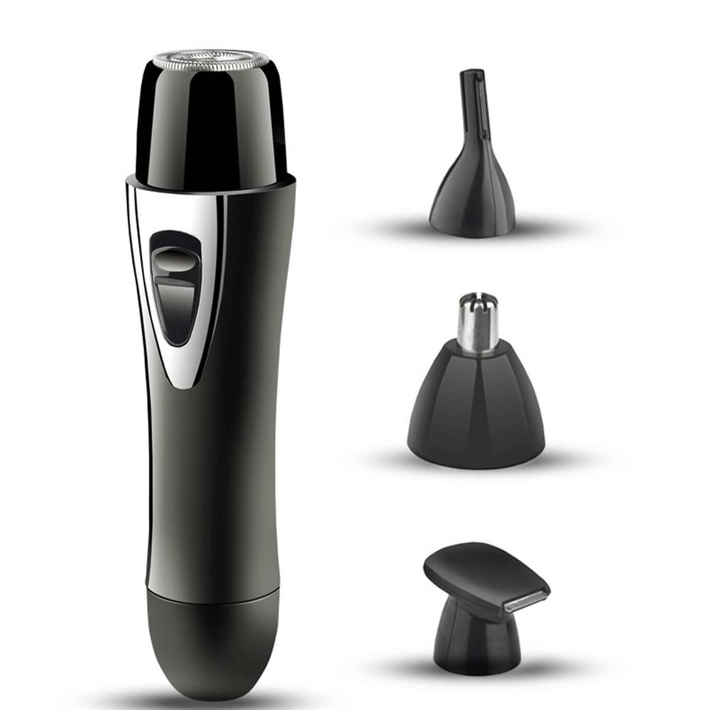 Feilx Nose and Ear Hair Trimmer, Professional Painless Nose Hair Remover for Men and Women, Battery-Operated,Waterproof Dual Edge Blades (Color : Black)