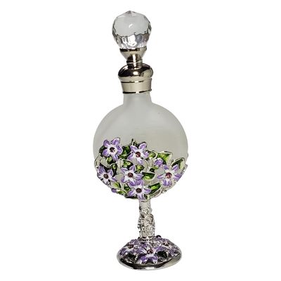 Classic Purple White Flowers Empty Perfume Bottle