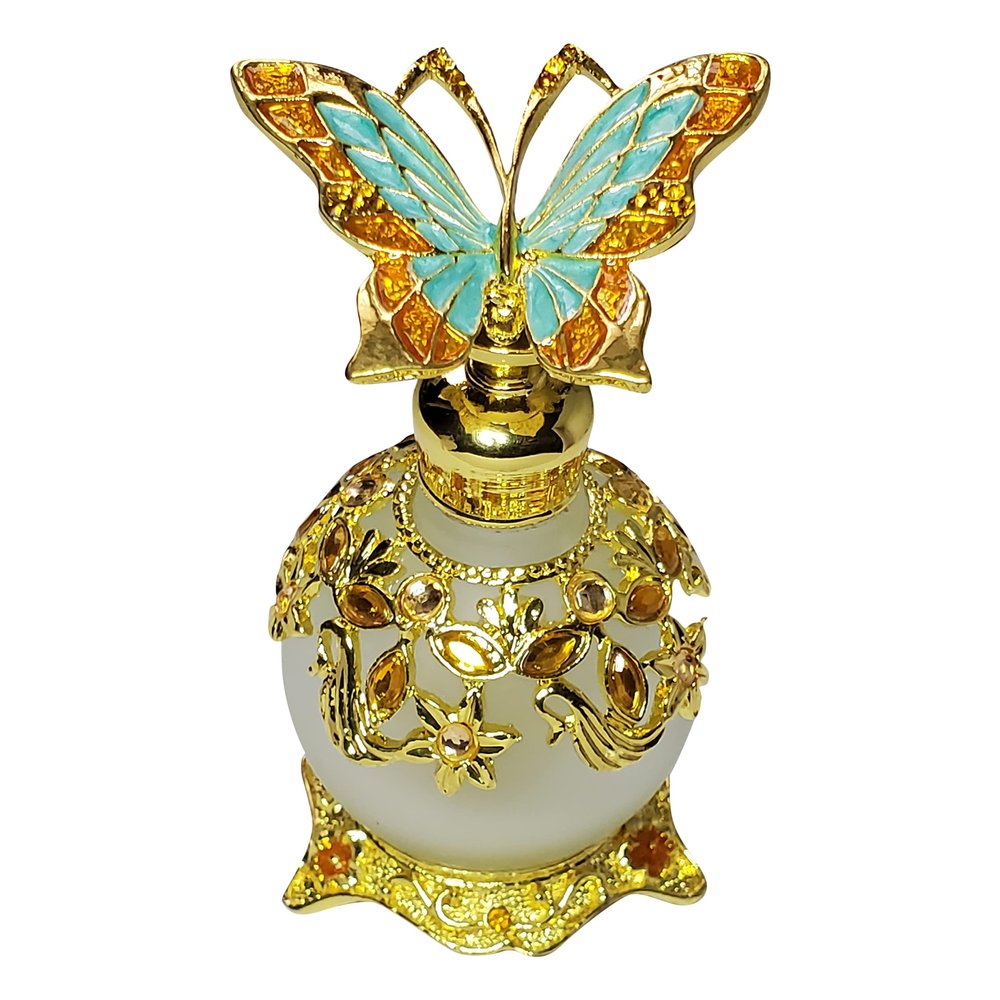 Gold Sea Green Butterfly Empty Perfume Bottle