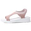 oiangi Knitted Wedge Sandals for Women Fashion Fish Mouth Open Toe Hollow Mesh Breathable Slip-on Platform Sport Sandals Summer Stretchy Comfy Walking Shoes Brown view 4