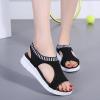 oiangi Knitted Wedge Sandals for Women Fashion Fish Mouth Open Toe Hollow Mesh Breathable Slip-on Platform Sport Sandals Summer Stretchy Comfy Walking Shoes Black view 2