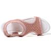 oiangi Knitted Wedge Sandals for Women Fashion Fish Mouth Open Toe Hollow Mesh Breathable Slip-on Platform Sport Sandals Summer Stretchy Comfy Walking Shoes Rose Gold view 4