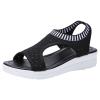 oiangi Knitted Wedge Sandals for Women Fashion Fish Mouth Open Toe Hollow Mesh Breathable Slip-on Platform Sport Sandals Summer Stretchy Comfy Walking Shoes Black view 1