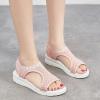 oiangi Knitted Wedge Sandals for Women Fashion Fish Mouth Open Toe Hollow Mesh Breathable Slip-on Platform Sport Sandals Summer Stretchy Comfy Walking Shoes Pink view 2