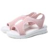 oiangi Knitted Wedge Sandals for Women Fashion Fish Mouth Open Toe Hollow Mesh Breathable Slip-on Platform Sport Sandals Summer Stretchy Comfy Walking Shoes Pink view 4