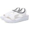 oiangi Knitted Wedge Sandals for Women Fashion Fish Mouth Open Toe Hollow Mesh Breathable Slip-on Platform Sport Sandals Summer Stretchy Comfy Walking Shoes White view 4