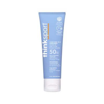 Thinksport SPF 50+ Mineral Sunscreen with Clear Zinc Oxide, 3 Fl Oz Safe, Natural, Water Resistant, Broad Spectrum UVA/UVB Sun Screen for Sun Protection Vegan, Reef Safe Sunscreen