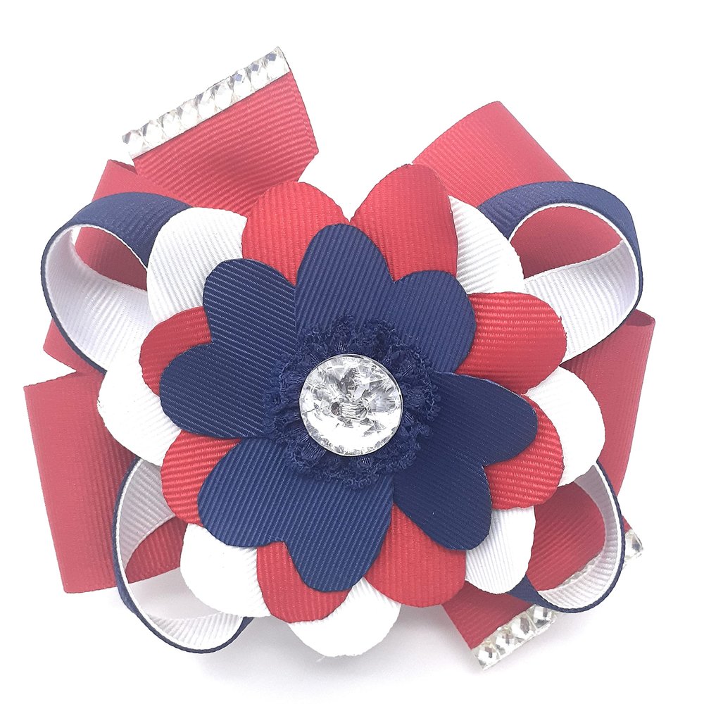 Boutique Hair Bow Red White Blue