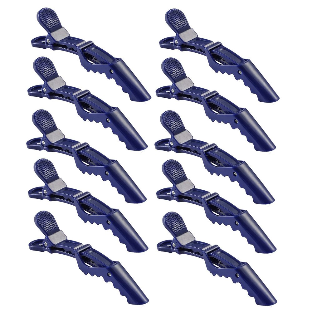 10pcs/set Multicolor Croc Clips Transparent Plastic Hairdresser Clip Hair Styling Sectioning Barrettes Professional Non Slip Alligator Clip Salon DIY Accessories Hairpins (10pcs-Dark Blue)