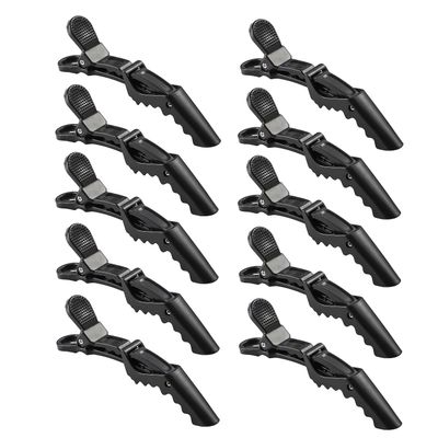 10pcs/set Multicolor Croc Clips Transparent Plastic Hairdresser Clip Hair Styling Sectioning Barrettes Professional Non Slip Alligator Clip Salon DIY Accessories Hairpins (10pcs-Black-1)