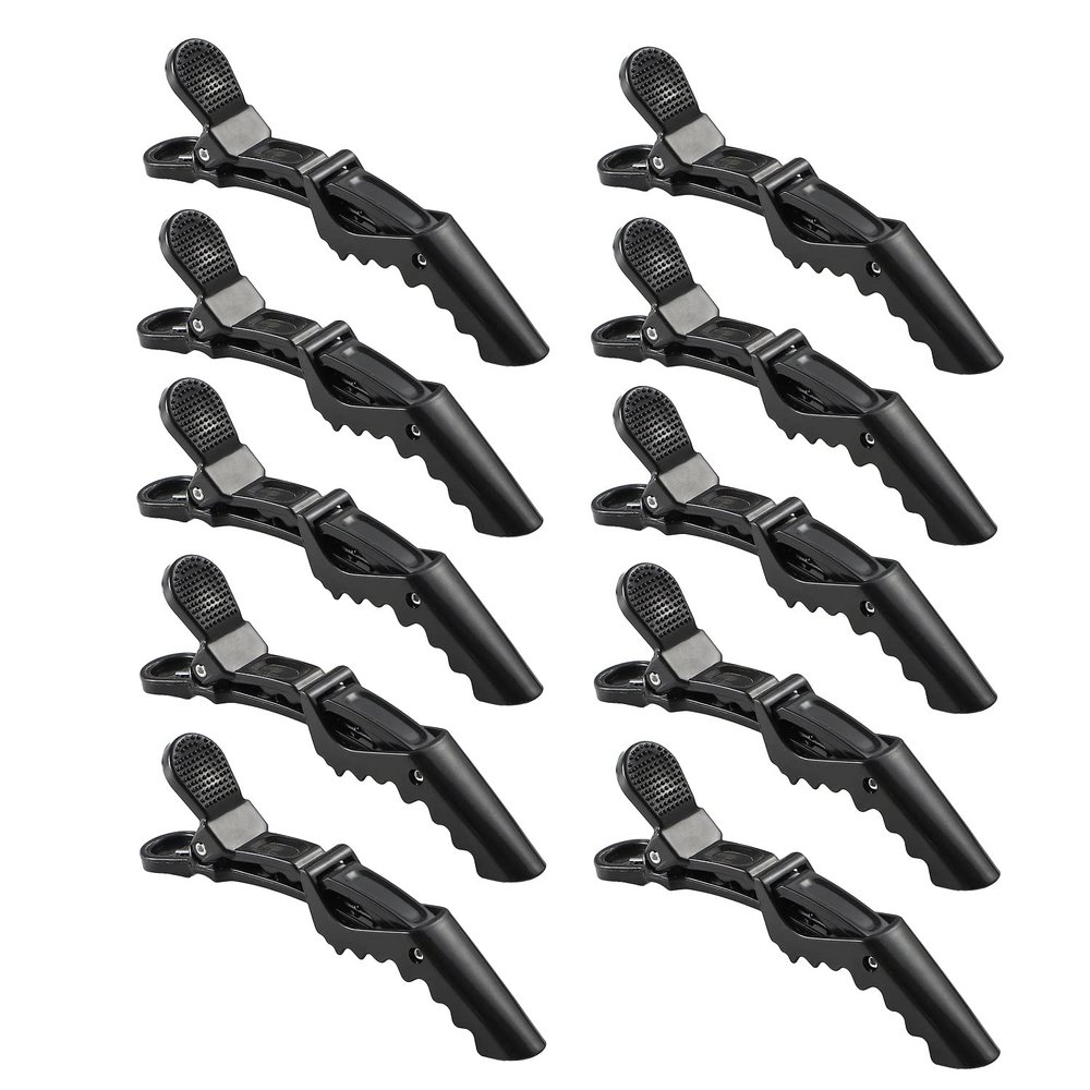 10pcs/set Multicolor Croc Clips Transparent Plastic Hairdresser Clip Hair Styling Sectioning Barrettes Professional Non Slip Alligator Clip Salon DIY Accessories Hairpins (10pcs-Black-1)