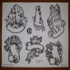 Black And Gray Religious Tattoo Flash 10 Sheets W/Lines, 11x14 Praying Hands, Sacred Heart, Memorial, Crosses, ECT. MONEY MAKERS view 3