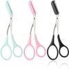 AKOAK 3 Pcs Eyebrow Clipper, Stainless Steel Brow Trimmer with Comb, Professional Beauty Trimmer for Shaping Male and Female Eyebrows (Black, Pink, Blue) view 1