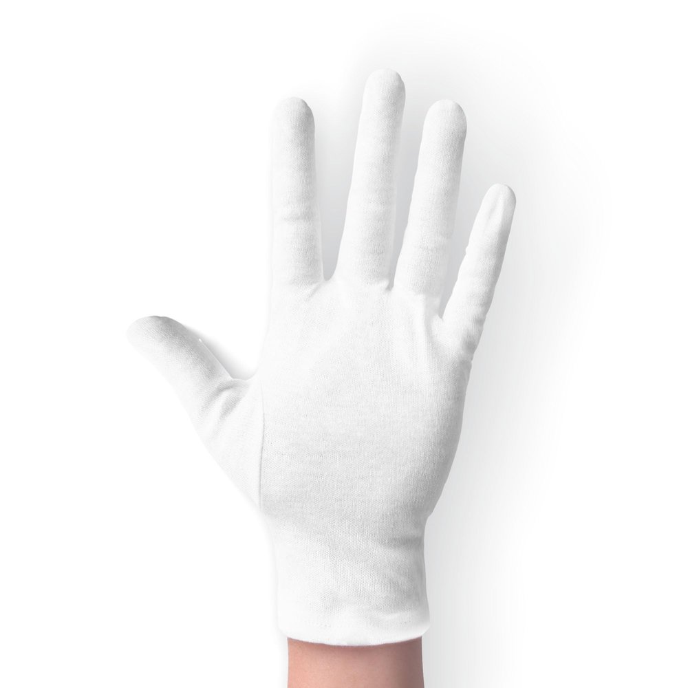 ANSMIO Cotton Gloves (2 Pairs), White, Moisturizing Night Gloves for Dry Hands, 100% Cotton, Size L
