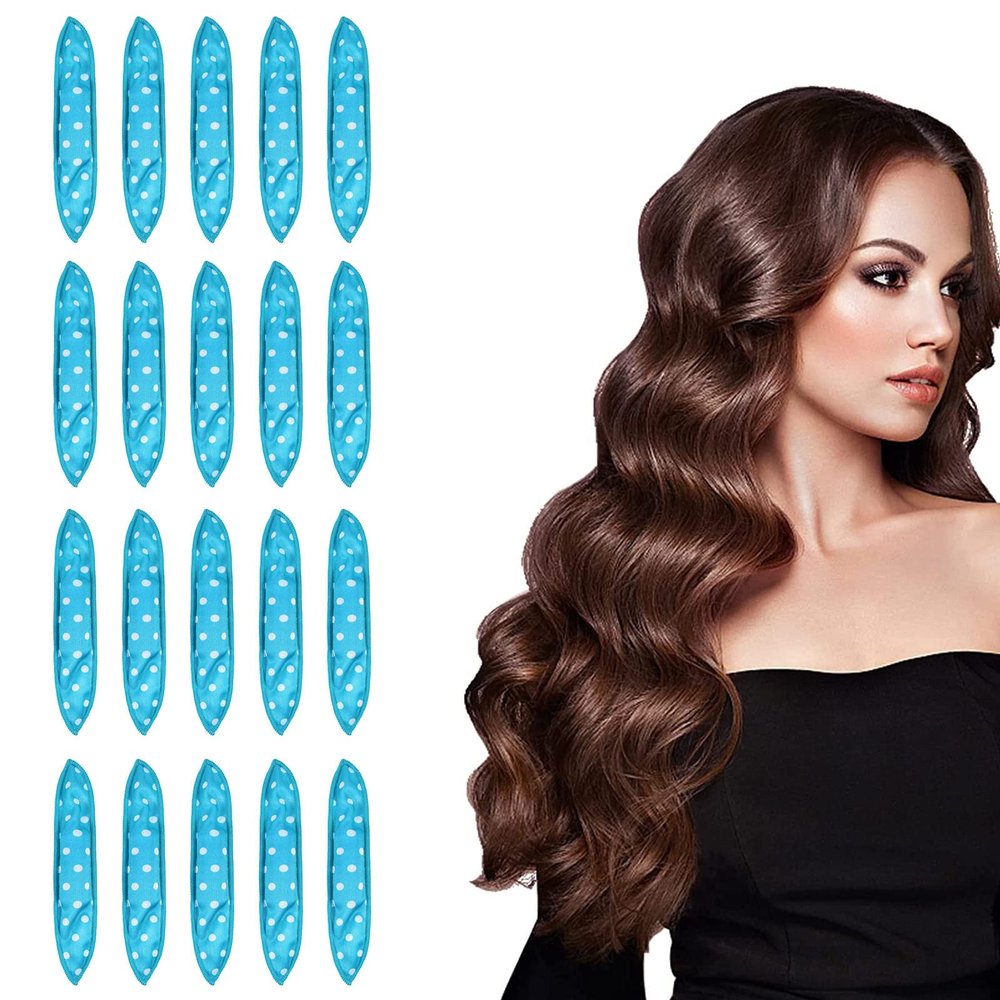 Hair Rollers 20PCS Heatless Hair Curlers for Long Hair Soft Sponge Rollers for Hair No Heat Overnight Hair Curlers to Sleep (Blue)
