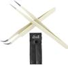 SIVOTE Lash Tweezers for Eyelash Extensions, Hand Calibrated Straight & Curved Tip, Pack of 2, Vanilla view 1