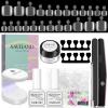 SAVILAND Toenail Tips and Solid Glue Gel: 500 PCS Clear Press on Toe Tips with Nail Glue Gel Base & Top Coat U V Light Pedicure Kit for Salon Home DIY Gift For Women view 1