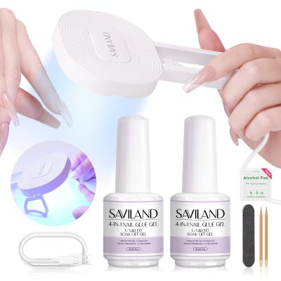 SAVILAND U V LED Nail Lamp  Nail Curing Dryer For XL Extra Long Nail Tips 2*15 ML Multifunction Gel Nail Glue & Innovation U V Nail Light for Nails Extension Home Salon Nail Art