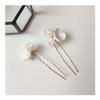 BJQZX Crown Bridal Elegant Hair Accessories White Ceramic Flower Hair Comb Pins Earring Wedding Party Headpiece Jewelry (Metal Color : AC183-2pcs Gold) view 1