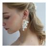 BJQZX Crown Bridal Elegant Hair Accessories White Ceramic Flower Hair Comb Pins Earring Wedding Party Headpiece Jewelry (Metal Color : AC183-2pcs Gold) view 3