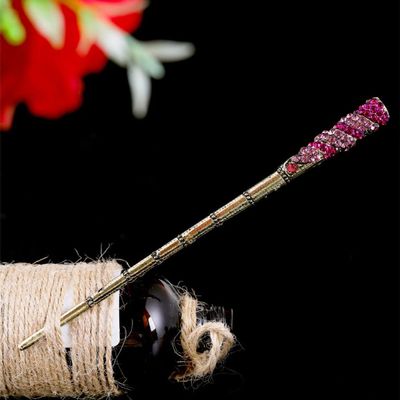 qbodp 2 Pieces Hair Sticks Chinese Hair Chopsticks for Buns,Vintage Simple Hair Pins Stick for Thick Hair,Rhinestone Decorative Chopsticks Hair Accessories,Purple