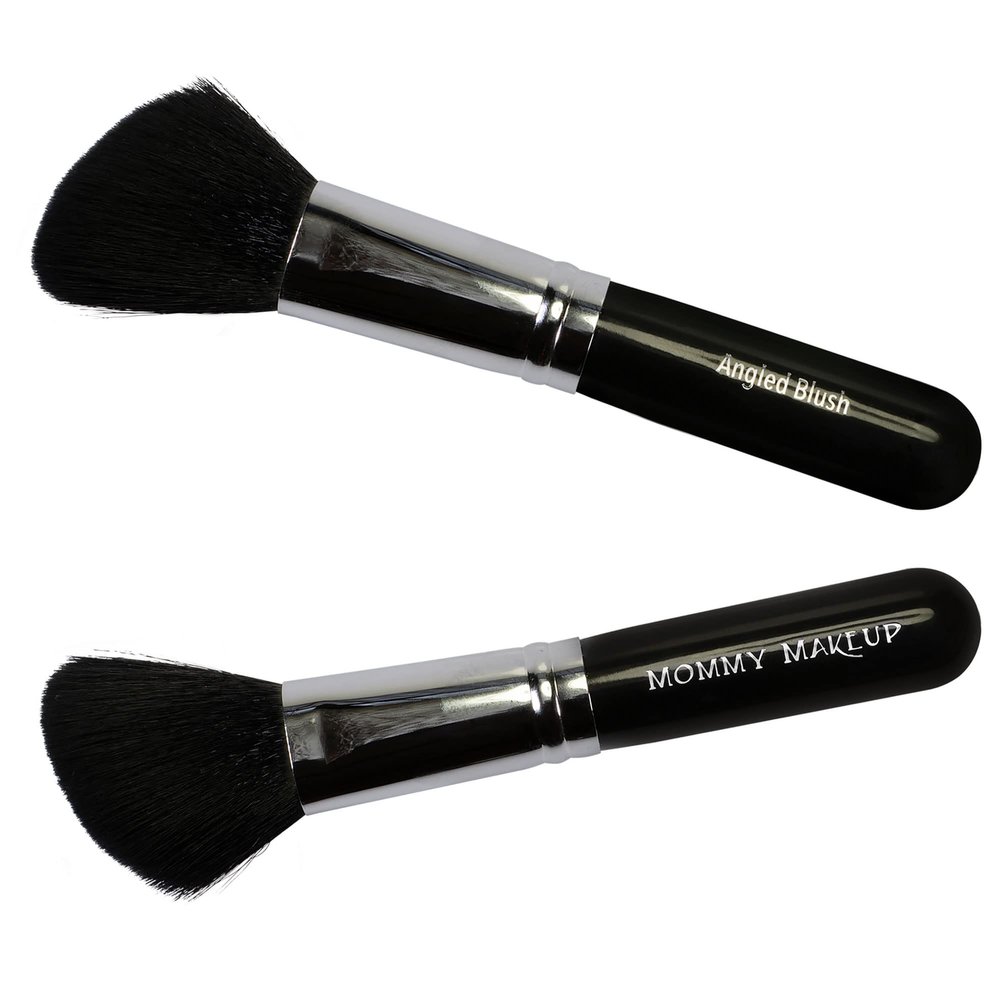 Angled Blush Brush (1 Pc) - Soft & Dense Premium Synthetic Vegan Bristles for Contour, Blush, & Bronzer Makeup Application - Travel Size, Cruelty-Free by Mommy Makeup