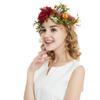 2 Pieces Bohemian Flower Headband Hair Wreath Crowns Hairhead for Beach Hawaii Floral Garland Romantic Wedding Festival Party (Red+Blue) view 2