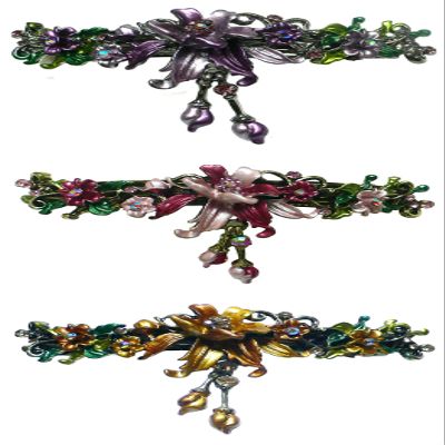 Set of 3 JCGY Large Flower Barrettes Hanging Ornament YY86010-3-3purpleRoseBrown