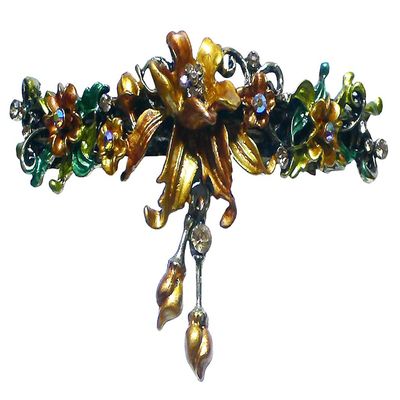 JCGY Large Flower Barrette with Unique Hanging Ornament for Women Girls YY86010-3Brown