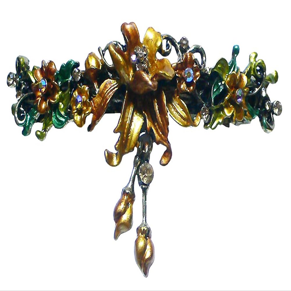 JCGY Large Flower Barrette with Unique Hanging Ornament for Women Girls YY86010-3Brown