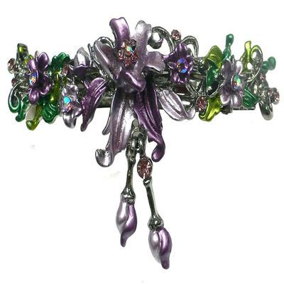 JCGY Large Flower Barrette with Unique Hanging Ornament for Women Girls YY86010-3purple