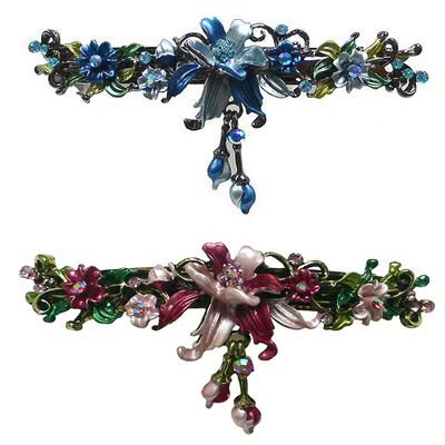 Set of 2 JCGY Large Flower Barrettes Hanging Ornament YY86010-3-2blueRose