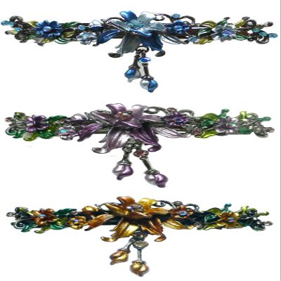 Set of 3 JCGY Large Flower Barrettes Hanging Ornament YY86010-3-3-3bluePurpleBrown