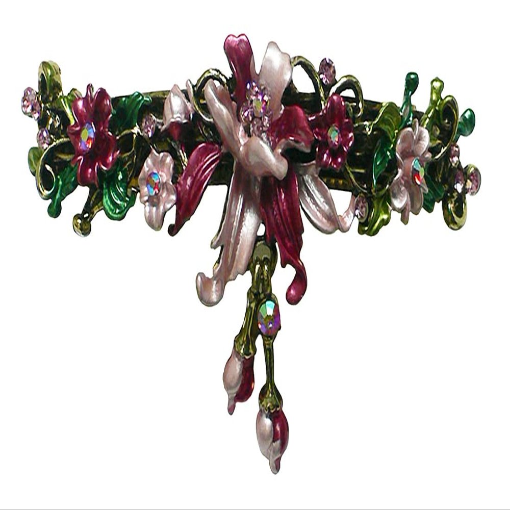 JCGY Large Flower Barrette with Unique Hanging Ornament for Women Girls YY86010-3rose