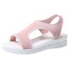 oiangi Knitted Wedge Sandals for Women Fashion Fish Mouth Open Toe Hollow Mesh Breathable Slip-on Platform Sport Sandals Summer Stretchy Comfy Walking Shoes Pink view 1
