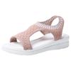 oiangi Knitted Wedge Sandals for Women Fashion Fish Mouth Open Toe Hollow Mesh Breathable Slip-on Platform Sport Sandals Summer Stretchy Comfy Walking Shoes Brown view 1